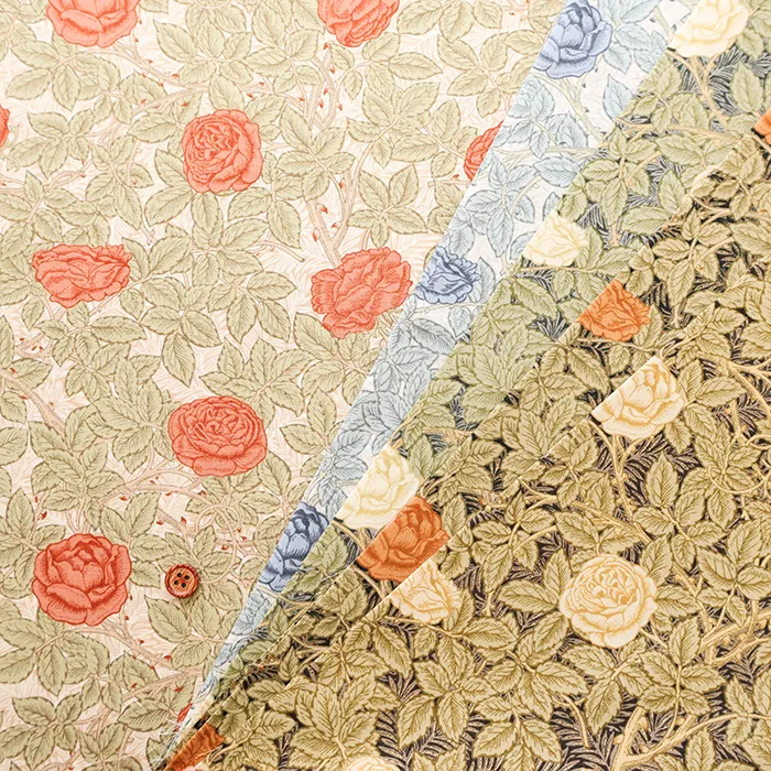 コットンブロードプリント生地　V&A William Morris　Rose