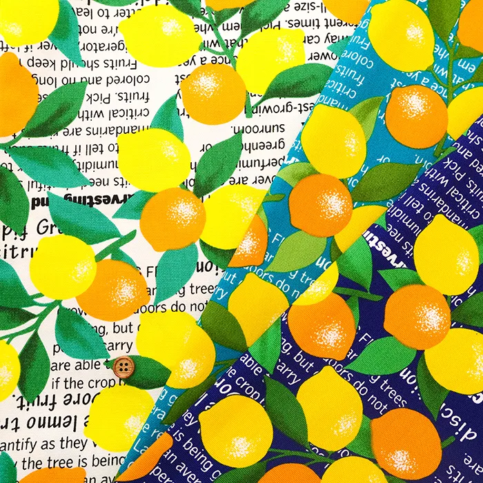 コットンオックスプリント生地　レモン