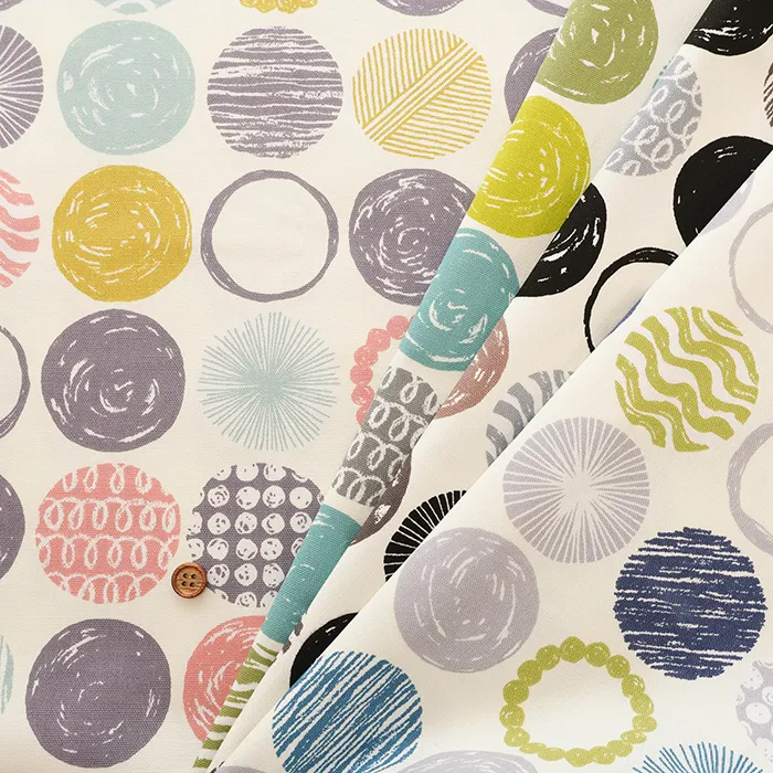 コットンオックスプリント生地　北欧サークル