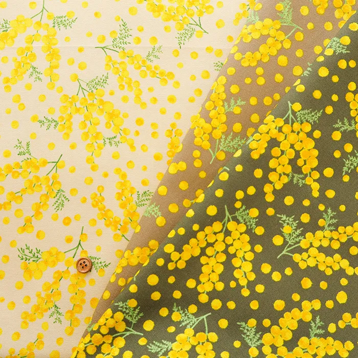 コットンオックスプリント生地　ミモザ