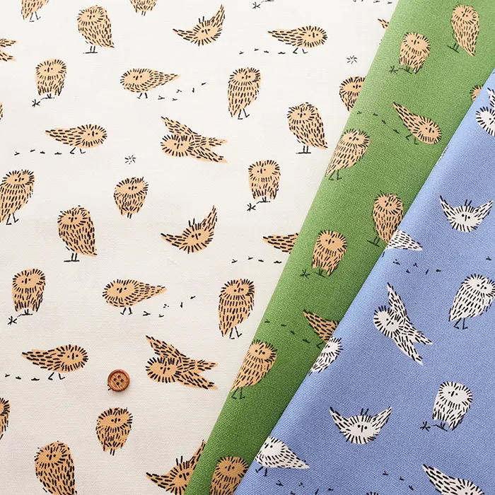 コットンオックスプリント生地　Kippis×Uggla/北欧フクロウ