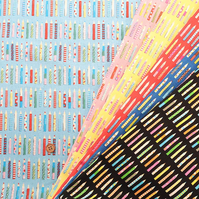 コットンシーチングプリント生地　コロコロシリーズ　コロコロえんぴつ