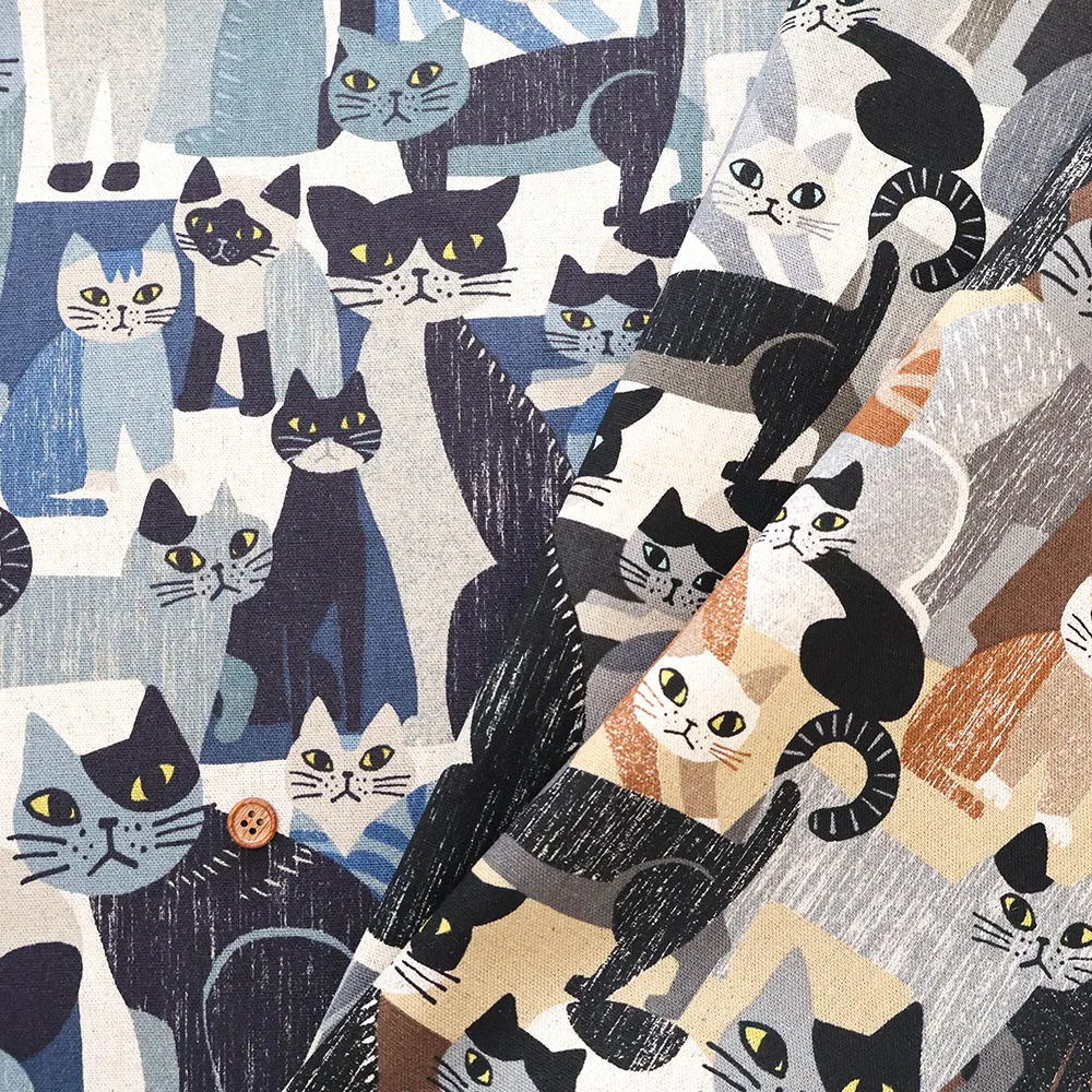 C/Lキャンバスプリント生地　ART ANIMAL cat
