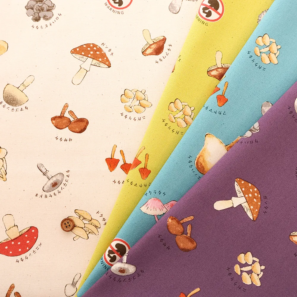 コットンオックスプリント生地　図鑑シリーズ　毒キノコ