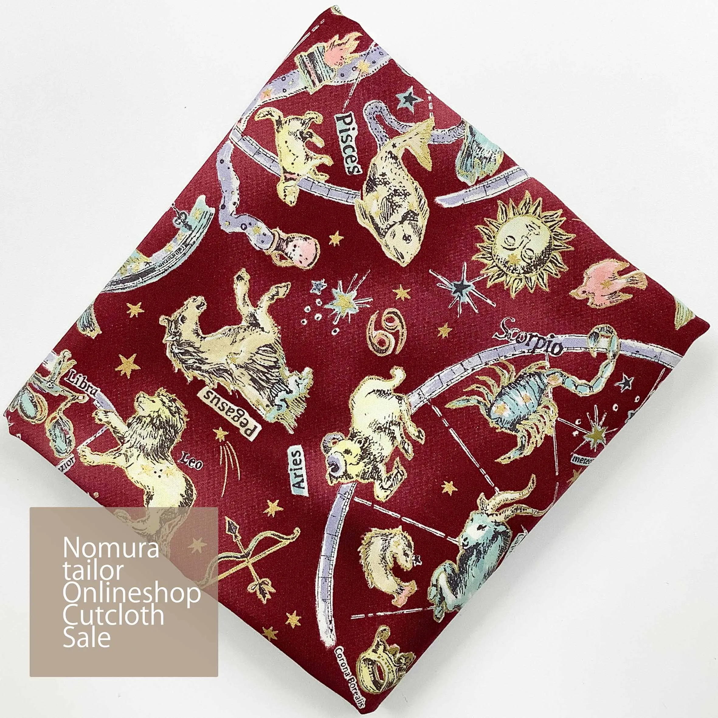 ハギレセール【1.5ｍカットクロス】コットンシーチングプリント生地 星座