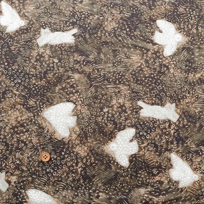 コットンシーチングプリント生地　mizacosha　noir et blanc