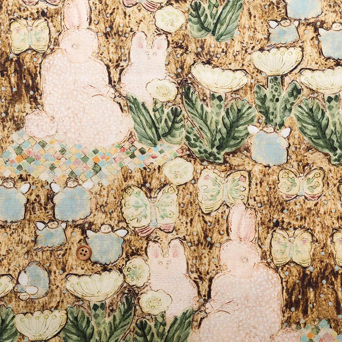 コットンシーチングプリント生地　mizacosha　うたかた日和