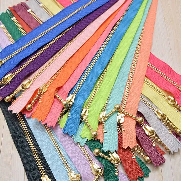 YKK金属ファスナー玉付き　3号サイズ　20cm【オリジナルカラー：ゴールド】