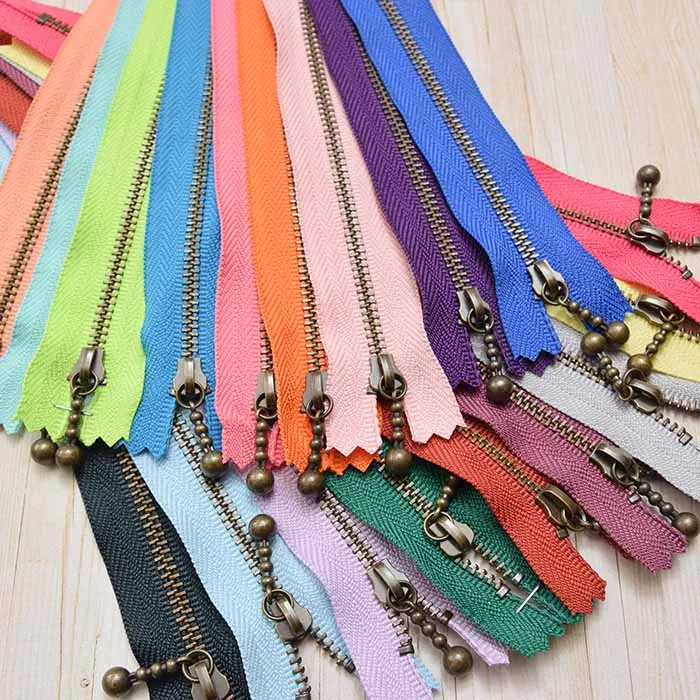 YKK金属ファスナー玉付き　3号サイズ　20cm【オリジナルカラー：アンティークゴールド】