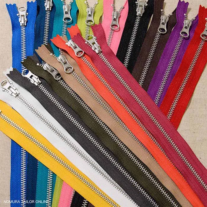 YKK金属ファスナー40cm(シルバー)　ノムラオリジナル（5号サイズ）