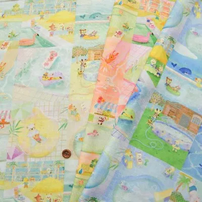 コットン60ローンデジタルプリント生地　≪22fabric≫ 「プールグラム」【1F】