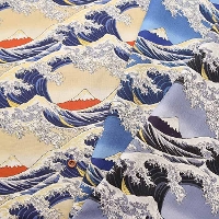 コットンシーチングプリント生地　富士と波