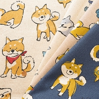 C/Lキャンバスプリント生地 Doodle Animal Shiba JAPAN生地の